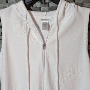 Lovely Whereabouts Swim Cover Up Hooded Sleeveless Dress White Medium zippered